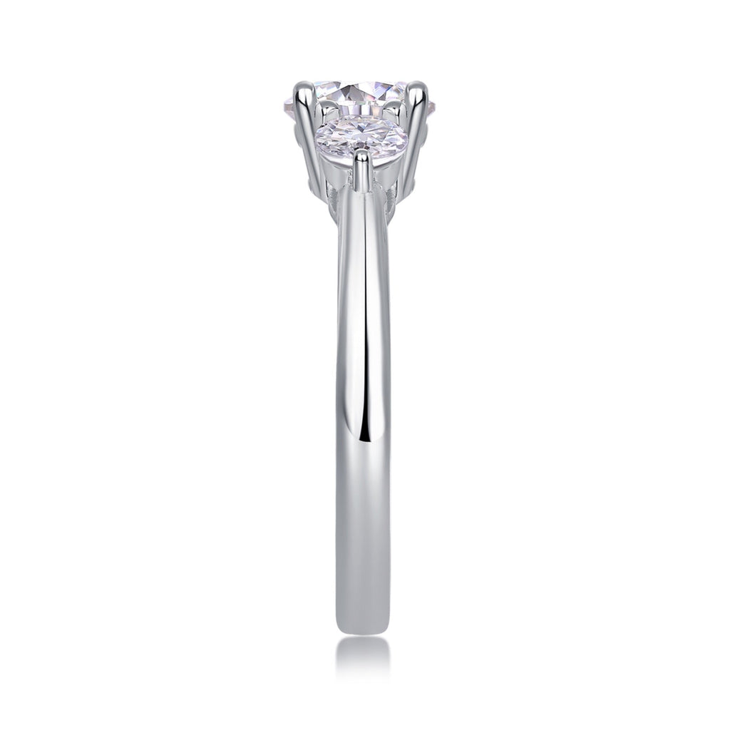 Prelude Moissanite Three-Stone Ring in Sterling Silver