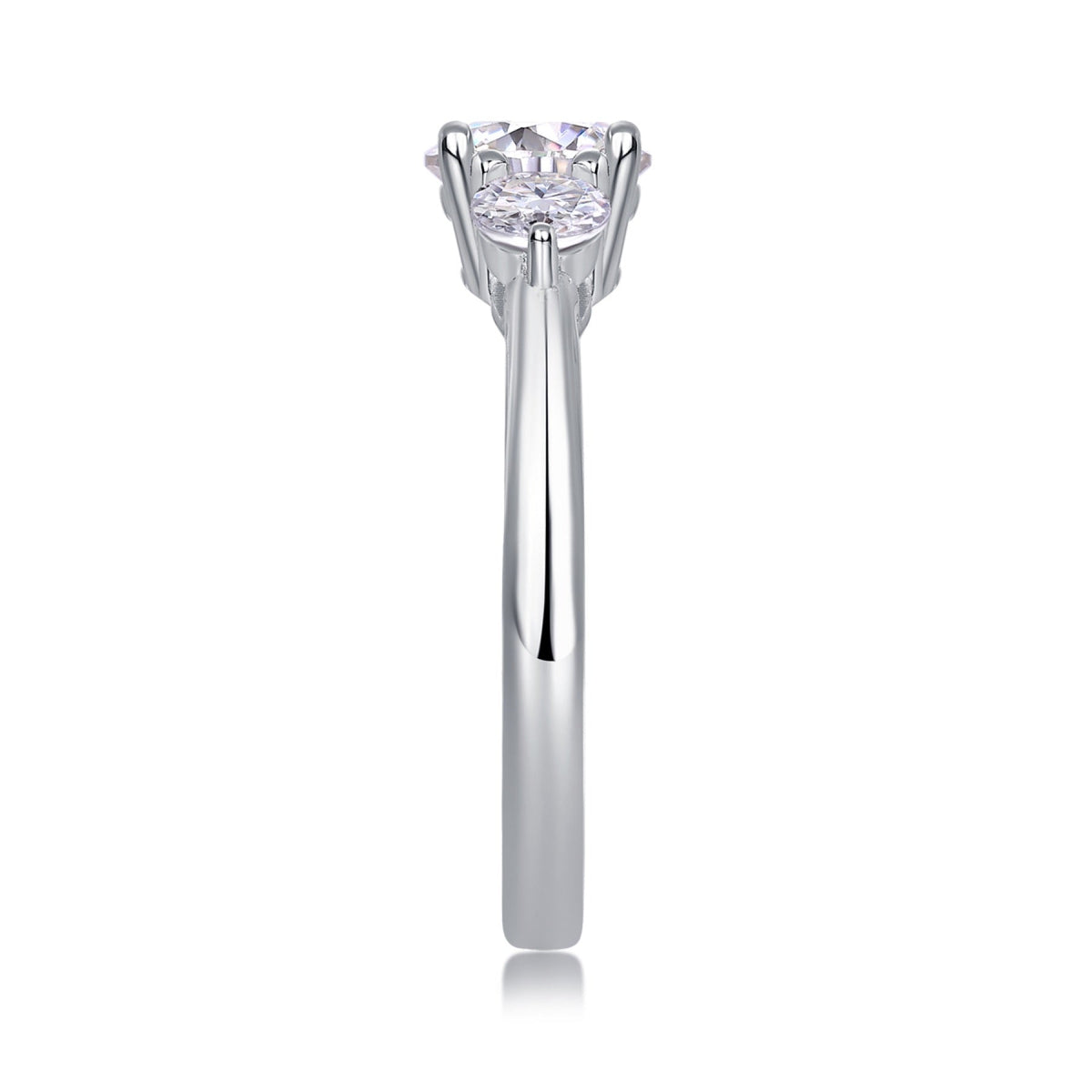 Prelude Moissanite Three-Stone Ring in Sterling Silver