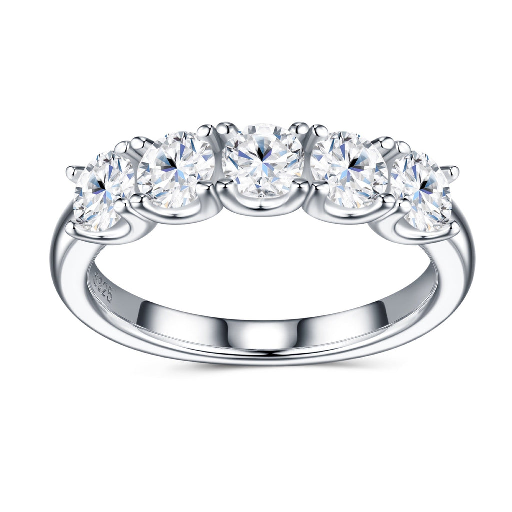 Quintet Moissanite Five-Stone Ring in Sterling Silver