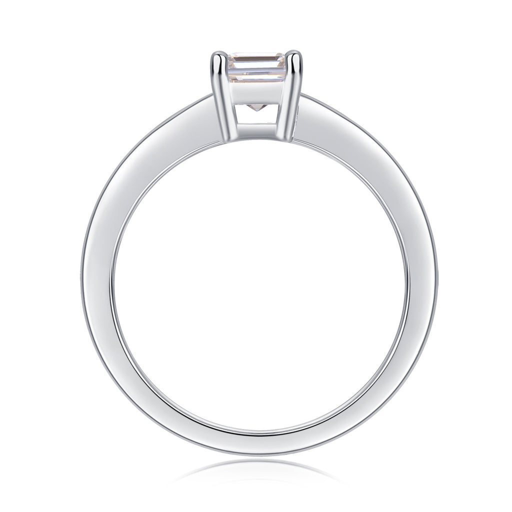 Composure Emerald-Cut Moissanite Solitaire Ring in Sterling Silver