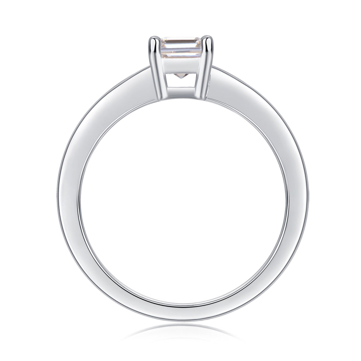 Composure Emerald-Cut Moissanite Solitaire Ring in Sterling Silver