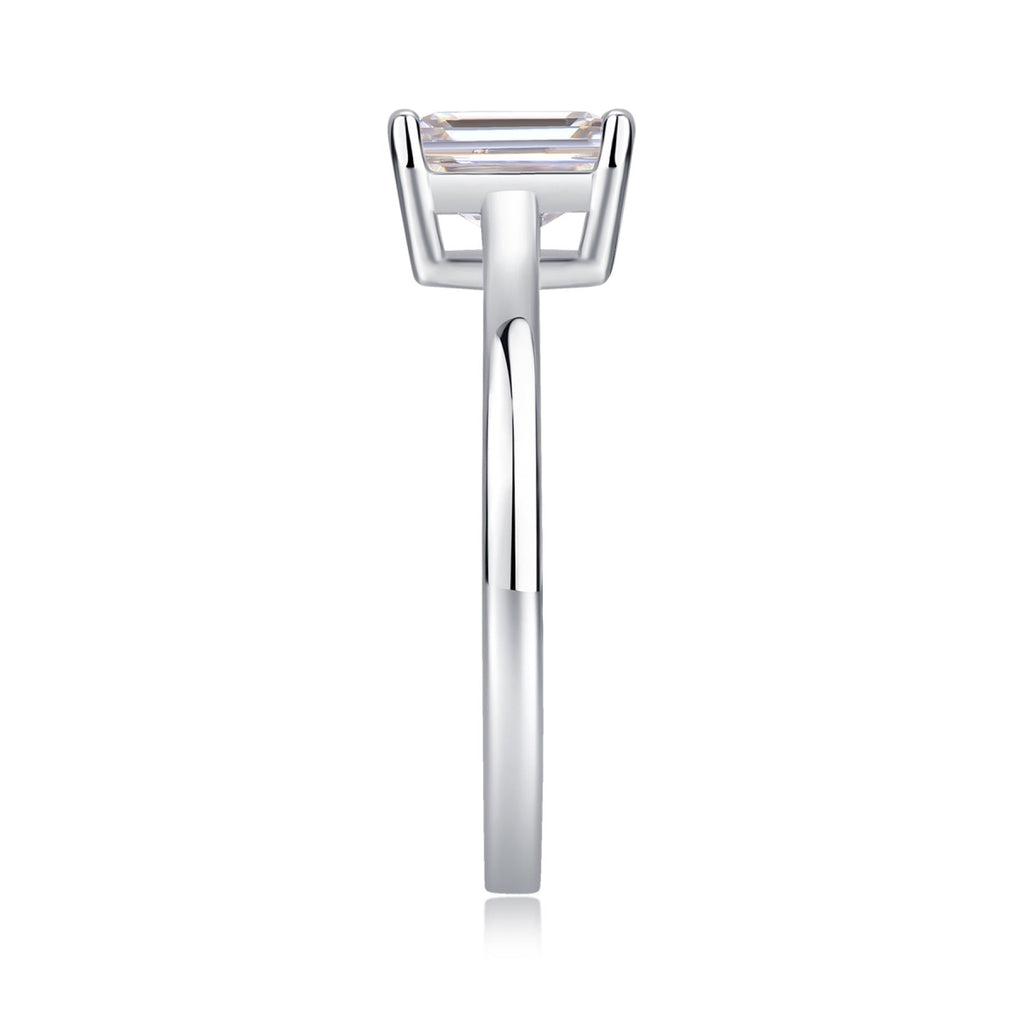 Composure Emerald-Cut Moissanite Solitaire Ring in Sterling Silver