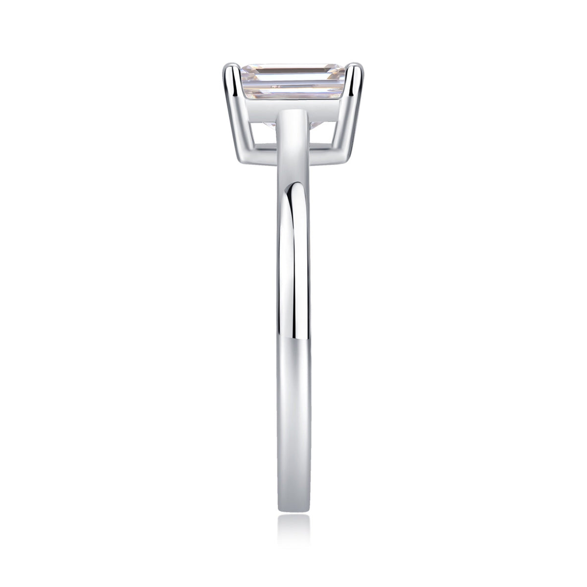 Composure Emerald-Cut Moissanite Solitaire Ring in Sterling Silver