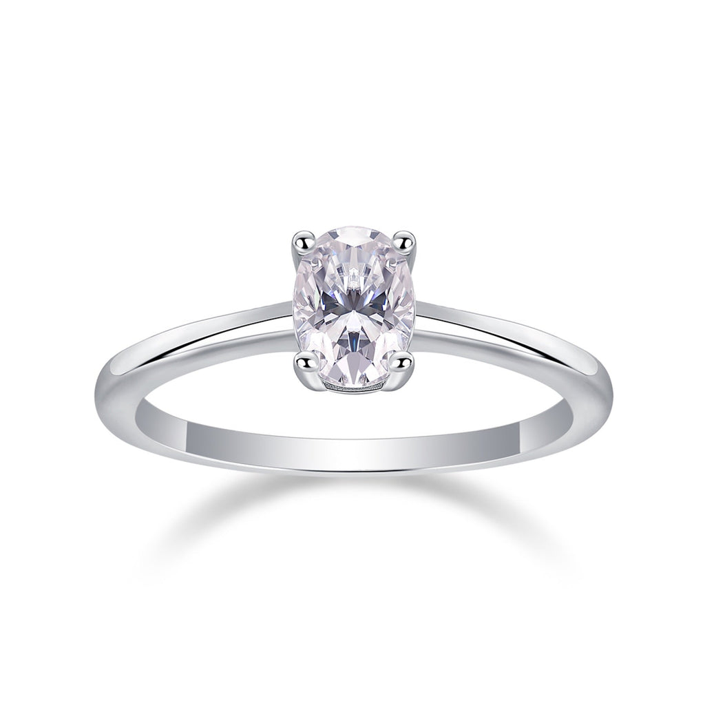 Constant Oval-Cut Moissanite Solitaire Ring in Sterling Silver