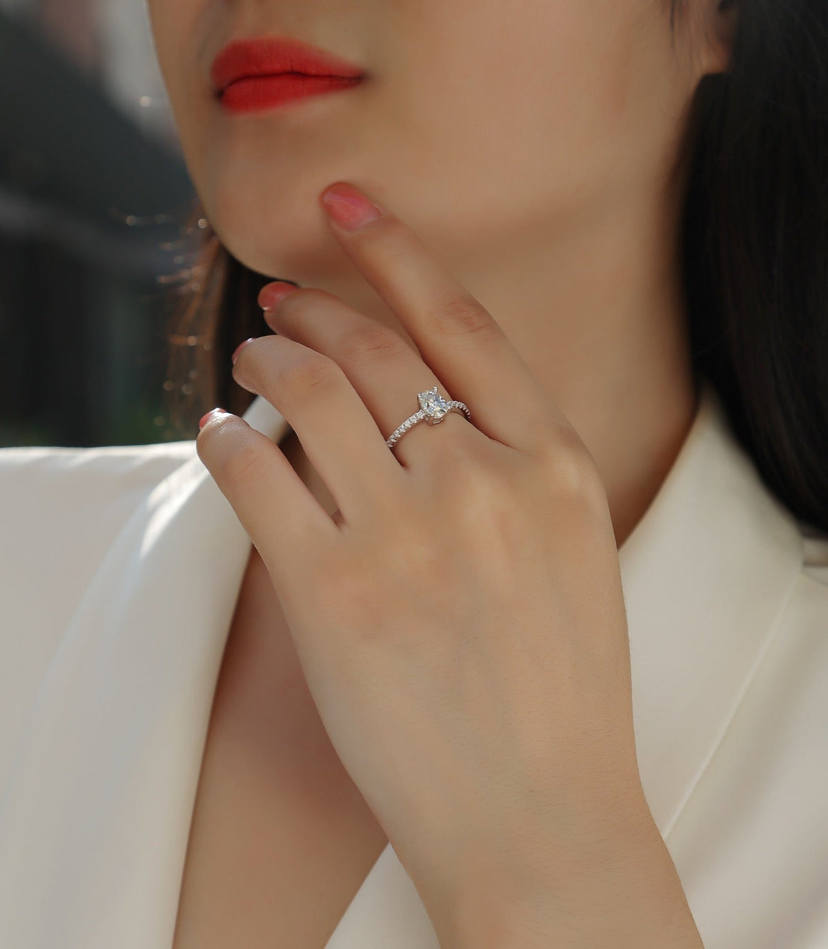 Delight Moissanite Solitaire Ring in Sterling Silver