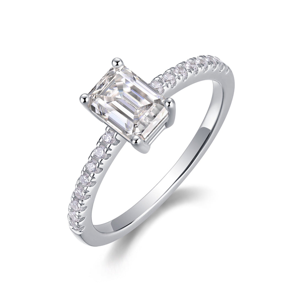 Serendipity Emerald-Cut Moissanite Solitaire Ring in Sterling Silver