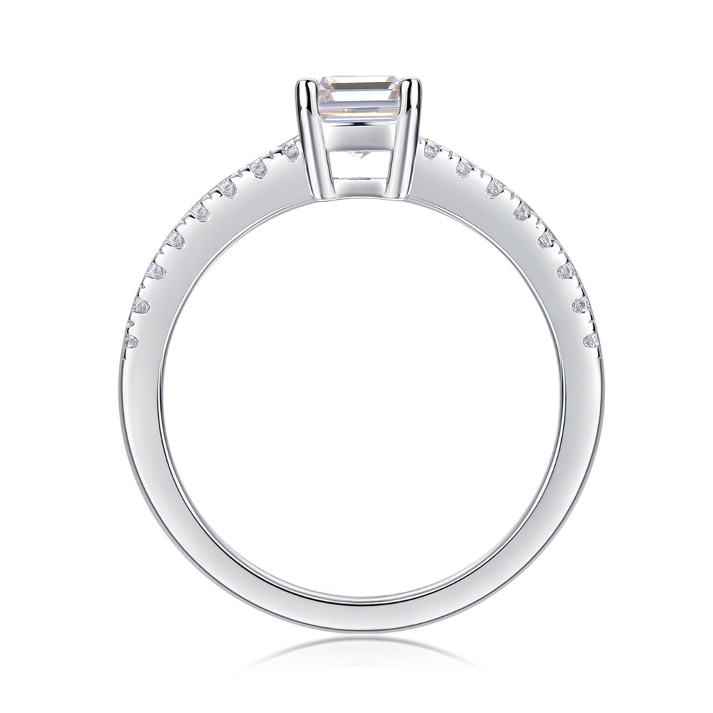 Serendipity Emerald-Cut Moissanite Solitaire Ring in Sterling Silver