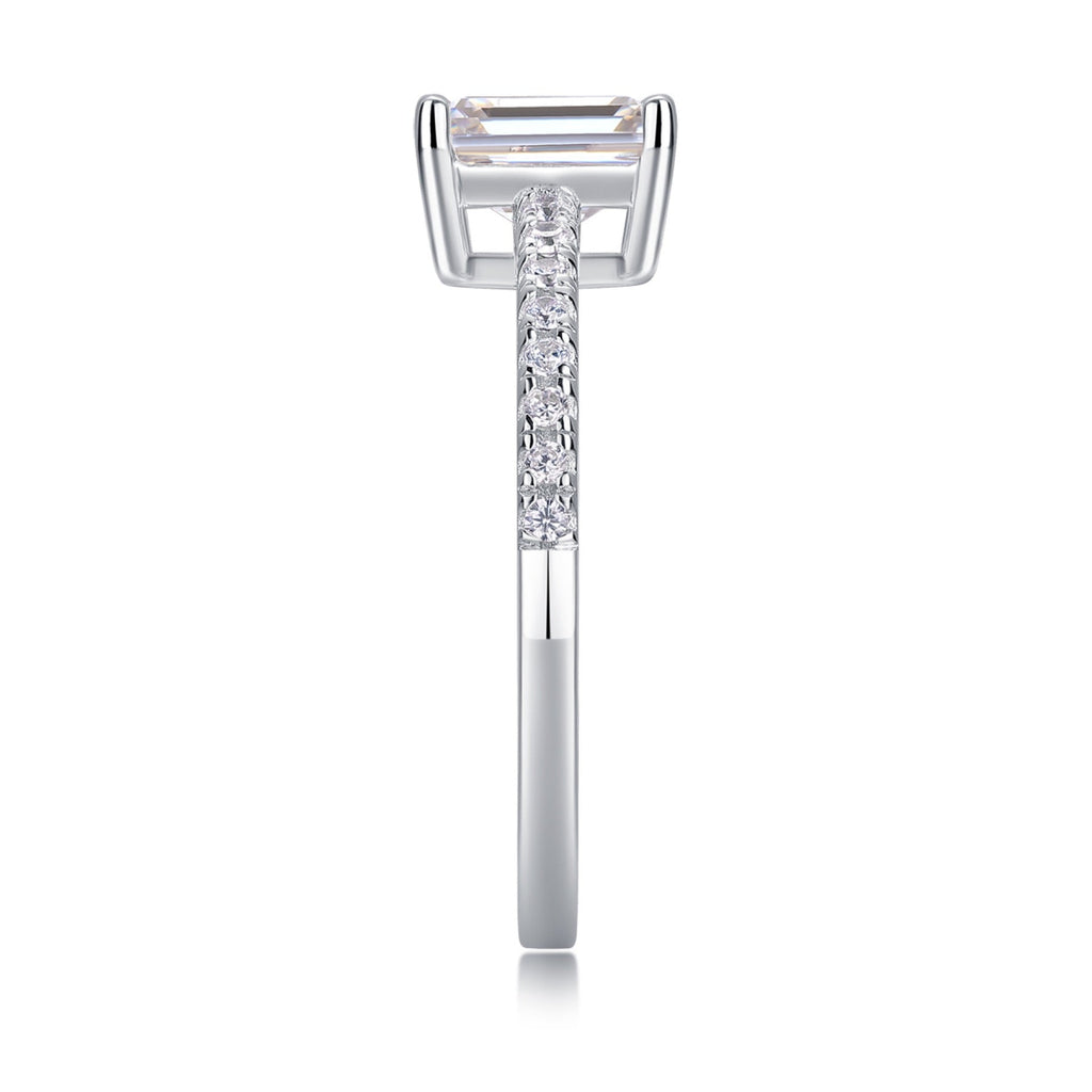 Serendipity Emerald-Cut Moissanite Solitaire Ring in Sterling Silver