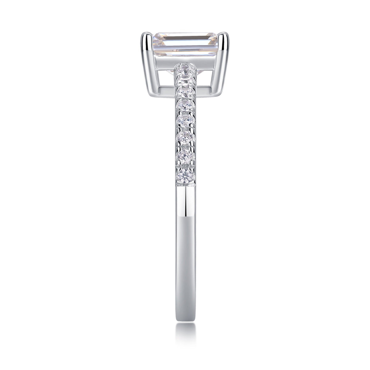 Serendipity Emerald-Cut Moissanite Solitaire Ring in Sterling Silver