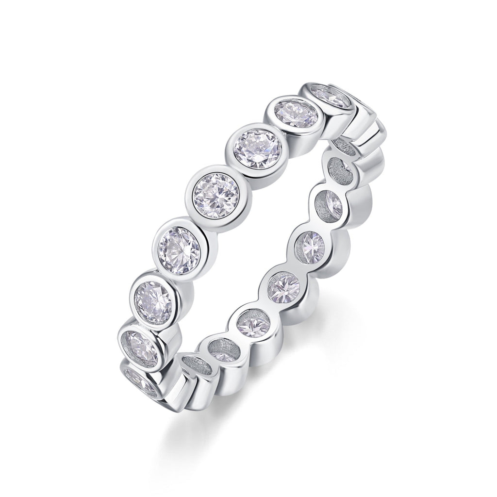 Emergence Moissanite Eternity Band Ring in Sterling Silver