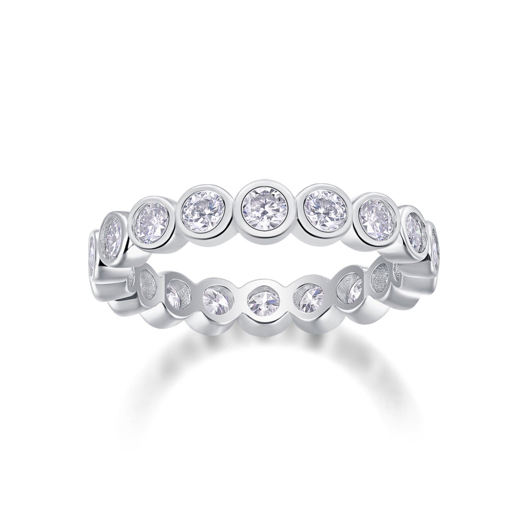 Emergence Moissanite Eternity Band Ring in Sterling Silver