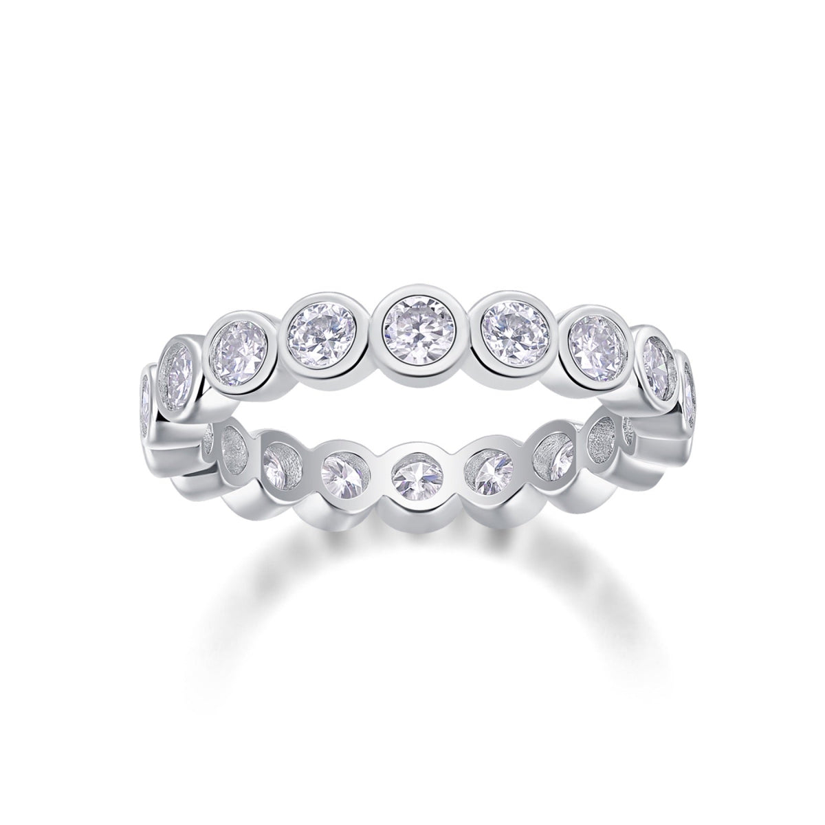Emergence Moissanite Eternity Band Ring in Sterling Silver