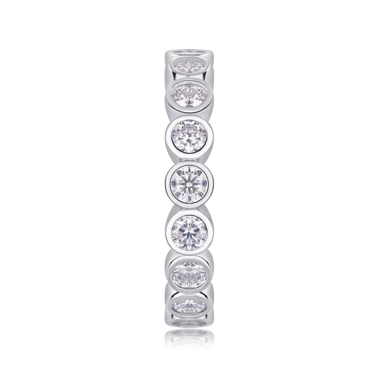 Emergence Moissanite Eternity Band Ring in Sterling Silver