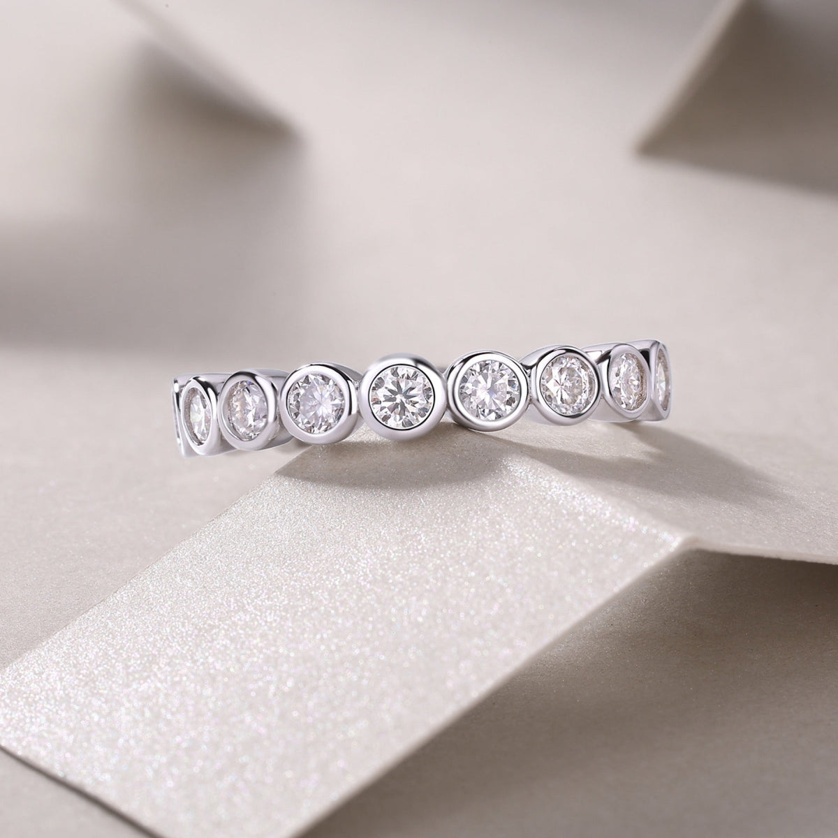 Emergence Moissanite Eternity Band Ring in Sterling Silver