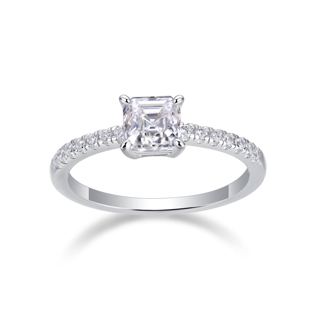 Awaken Cushion-Cut Moissanite Solitaire Ring in Sterling Silver