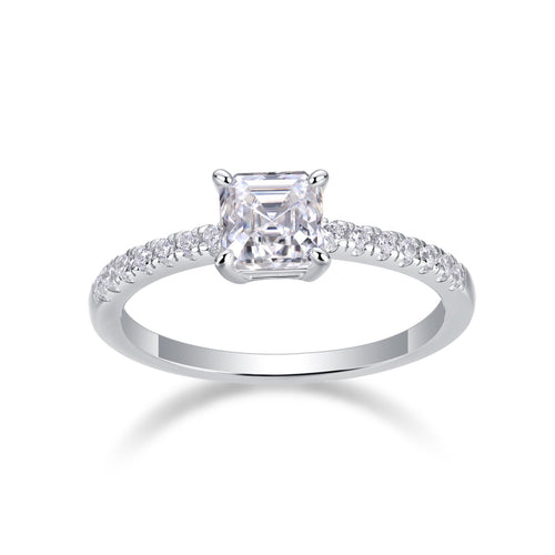 Awaken Cushion-Cut Moissanite Solitaire Ring in Sterling Silver