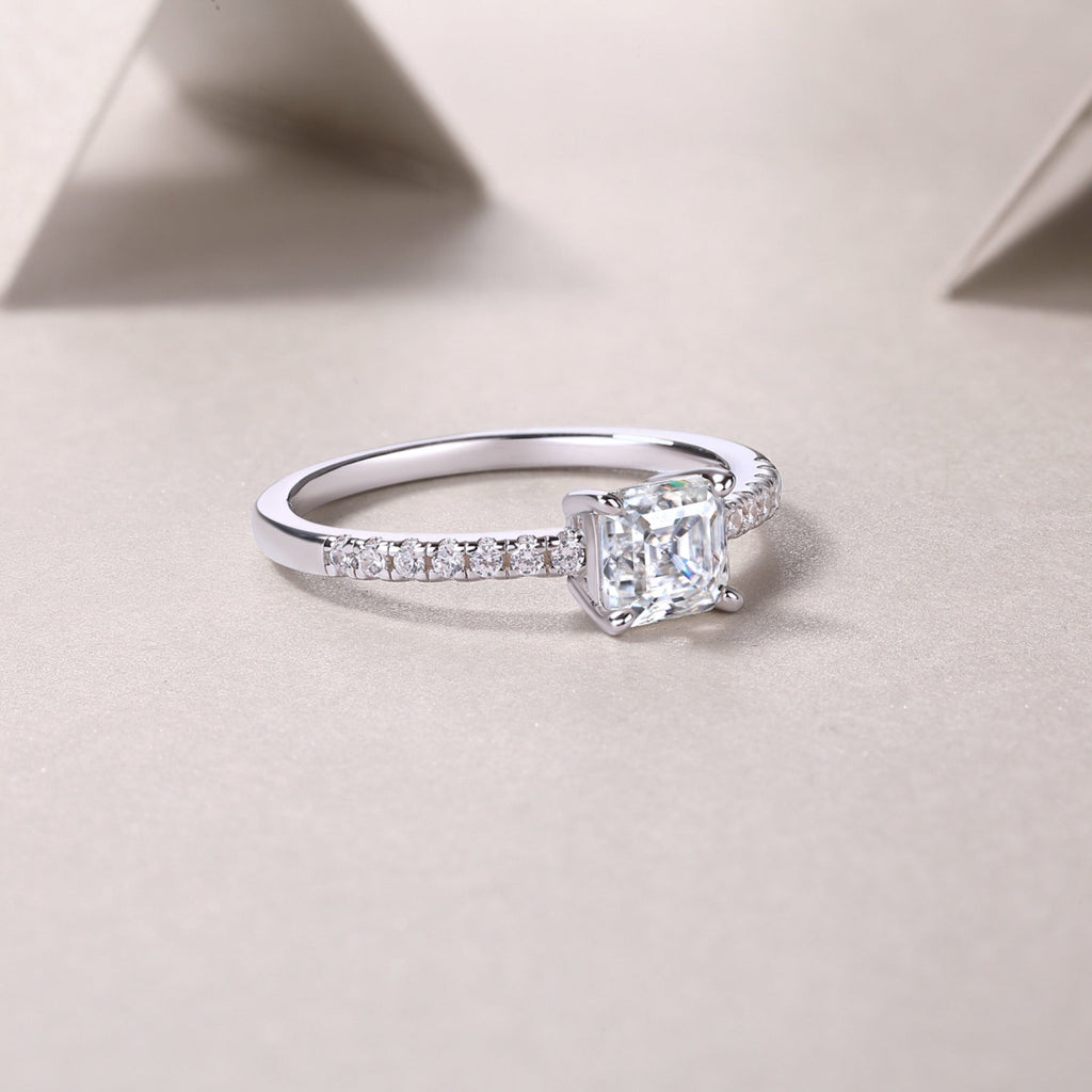 Awaken Cushion-Cut Moissanite Solitaire Ring in Sterling Silver