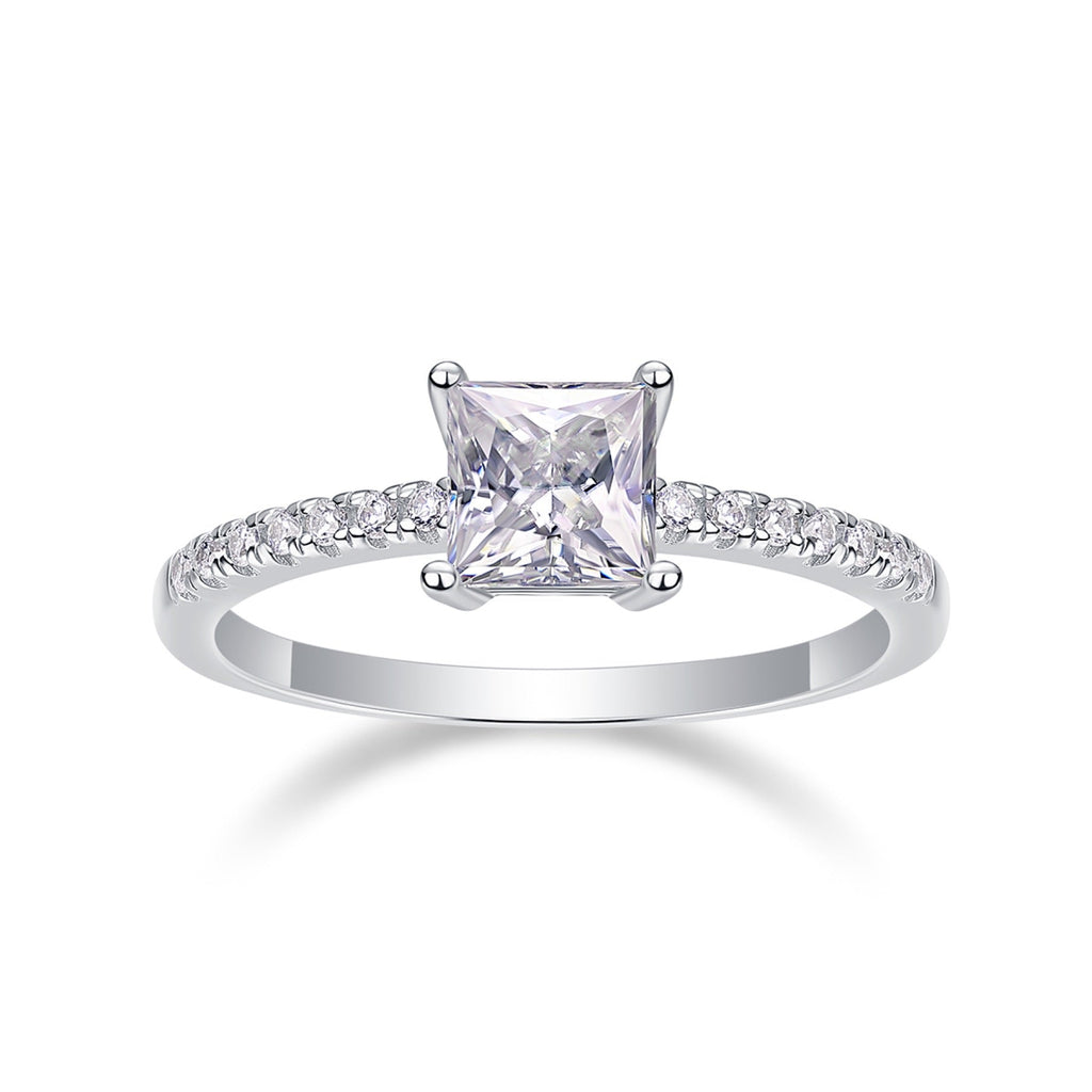Sincere Princess-Cut Moissanite Solitaire Ring in Sterling Silver
