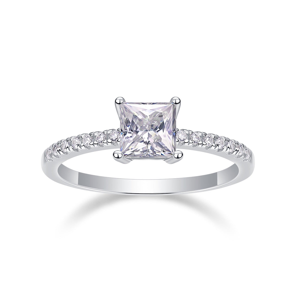 Sincere Princess-Cut Moissanite Solitaire Ring in Sterling Silver