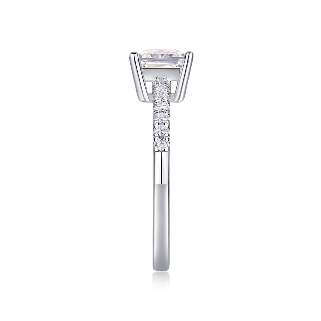 Sincere Princess-Cut Moissanite Solitaire Ring in Sterling Silver