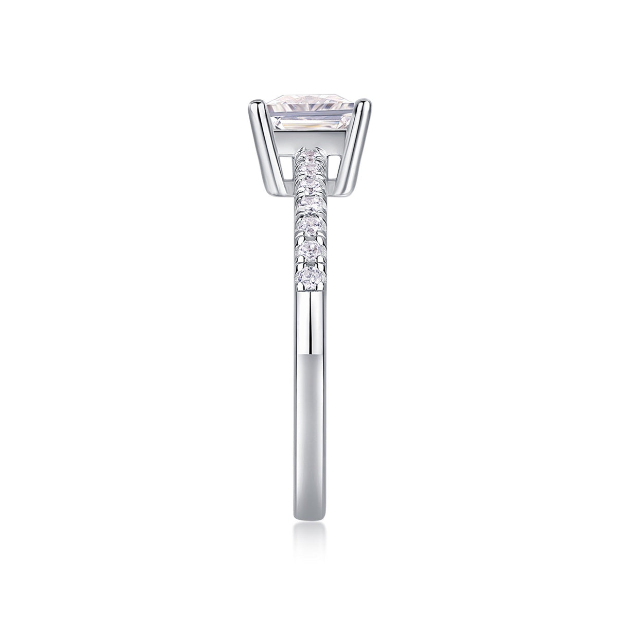 Sincere Princess-Cut Moissanite Solitaire Ring in Sterling Silver