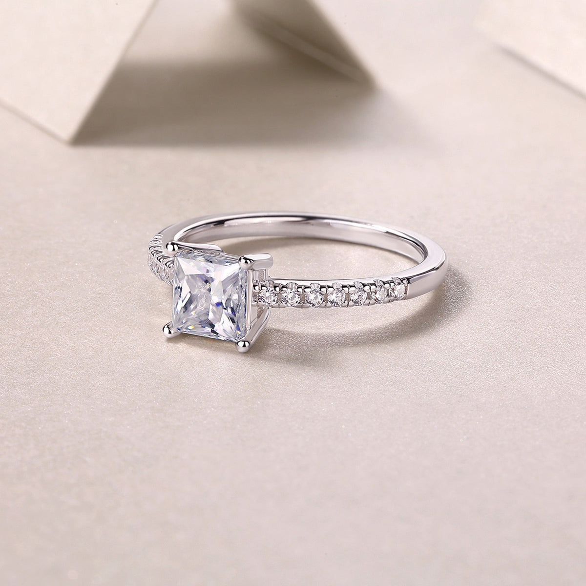 Sincere Princess-Cut Moissanite Solitaire Ring in Sterling Silver