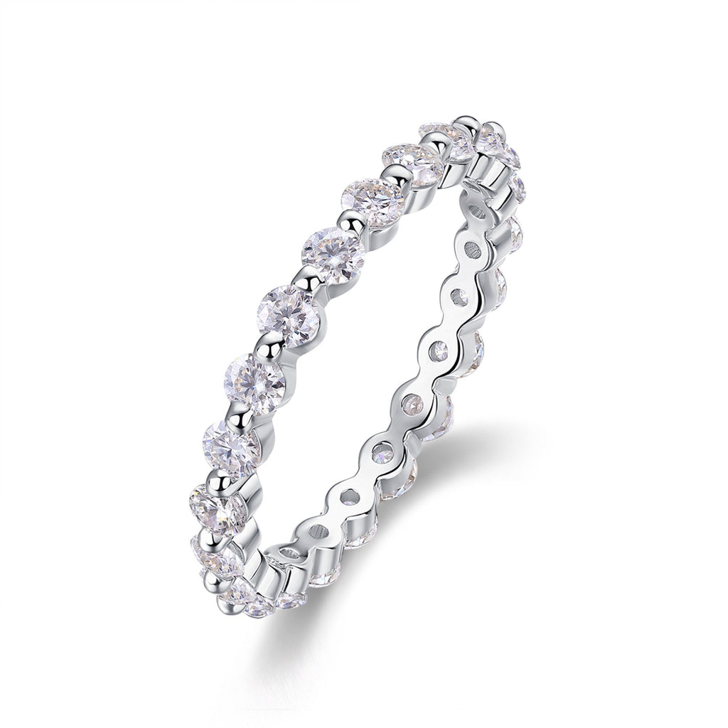 Freeze Moissanite Eternity Band Ring in Sterling Silver