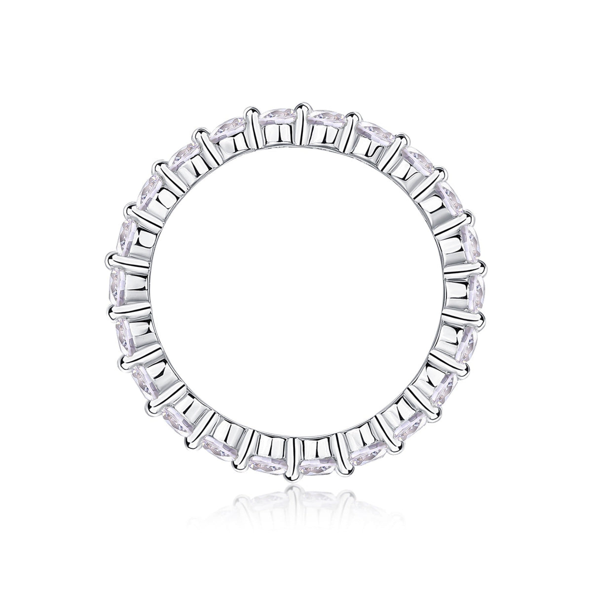 Freeze Moissanite Eternity Band Ring in Sterling Silver