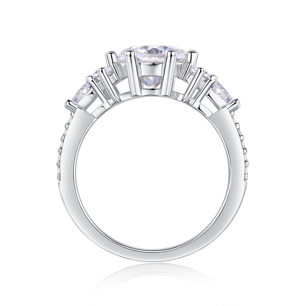 Perfetto 2 Carat Moissanite Three-Stone Ring in Sterling Silver