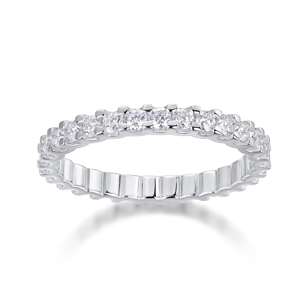 Wishes Moissanite Eternity Band Ring in Sterling Silver