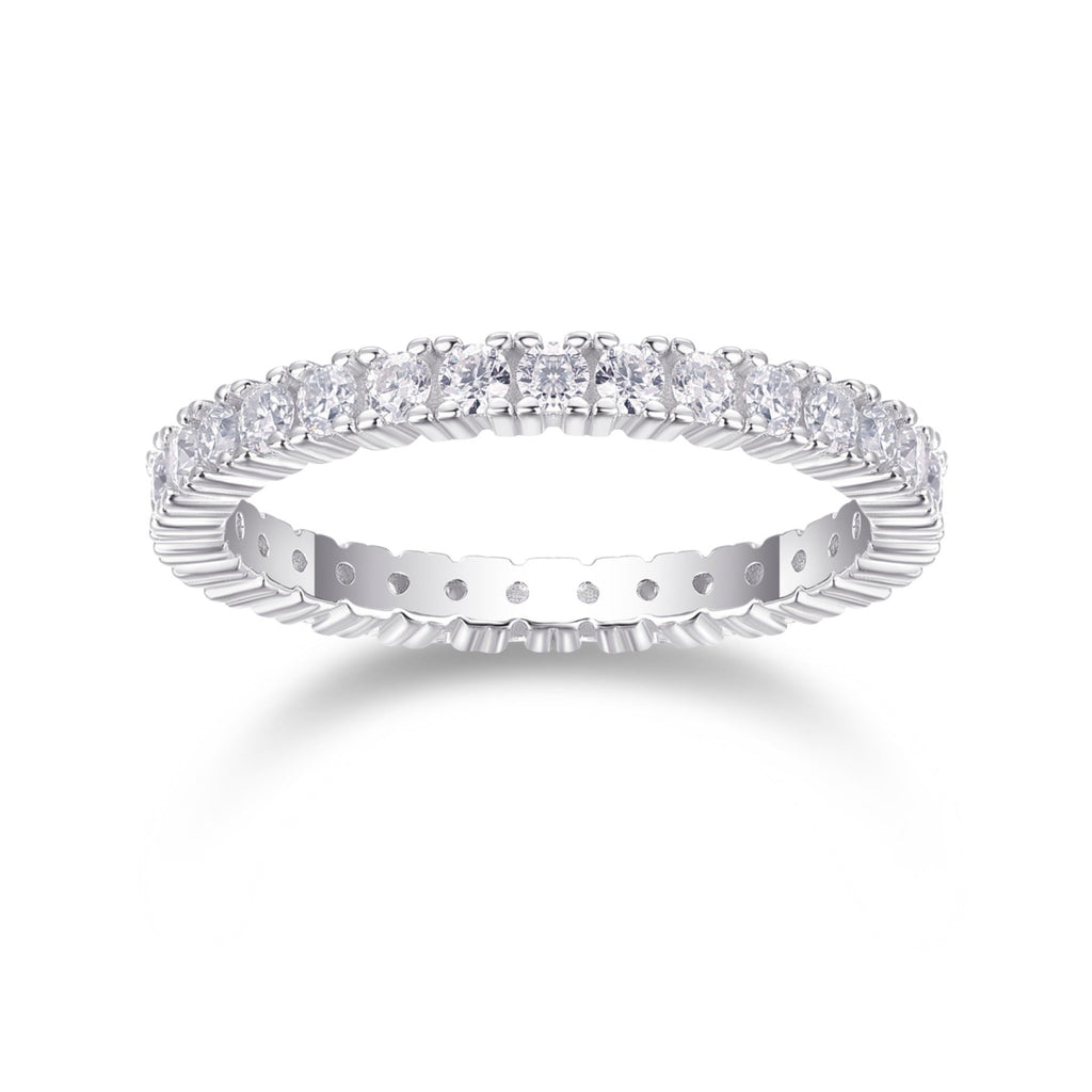 Pirouette Moissanite Eternity Band Ring in Sterling Silver