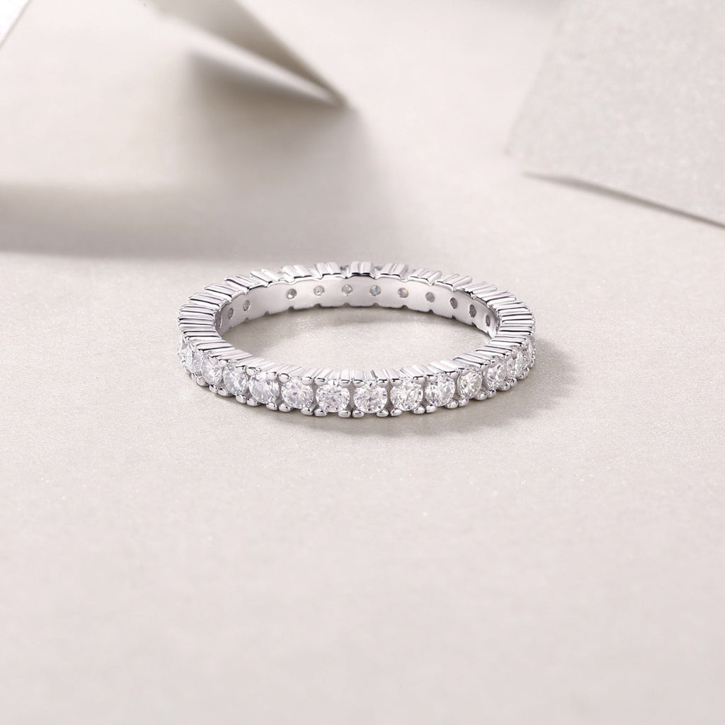Pirouette Moissanite Eternity Band Ring in Sterling Silver