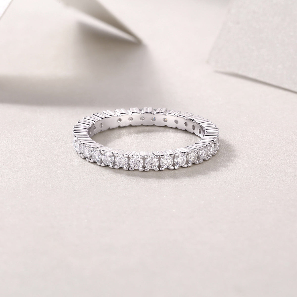 Pirouette Moissanite Eternity Band Ring in Sterling Silver
