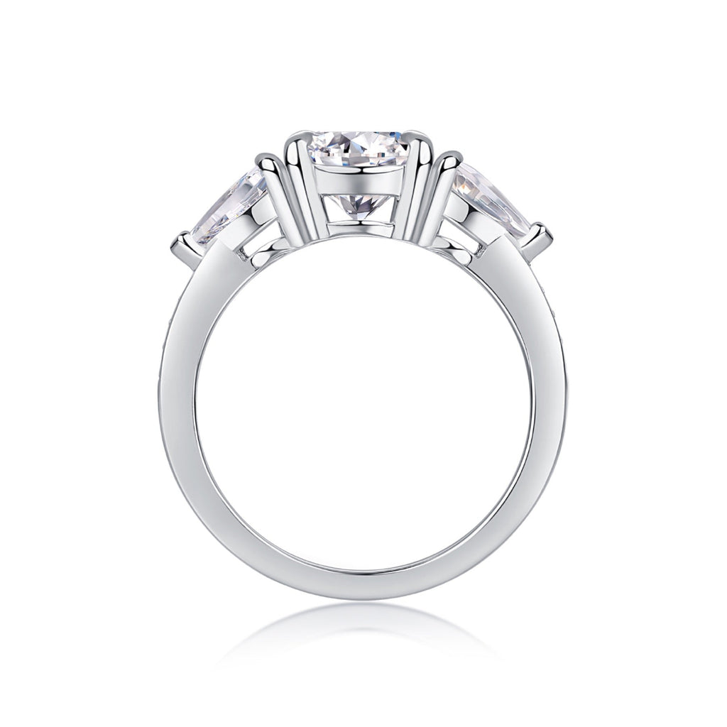 Onward 2 Carat Moissanite Three-Stone Ring in Sterling Silver