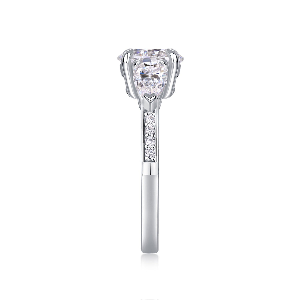 Onward 2 Carat Moissanite Three-Stone Ring in Sterling Silver
