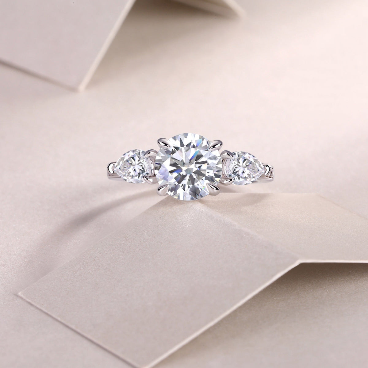Onward 2 Carat Moissanite Three-Stone Ring in Sterling Silver