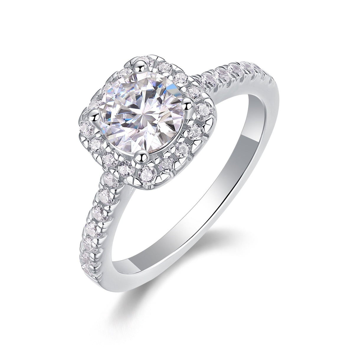 Vicino Moissanite Halo Ring in Sterling Silver