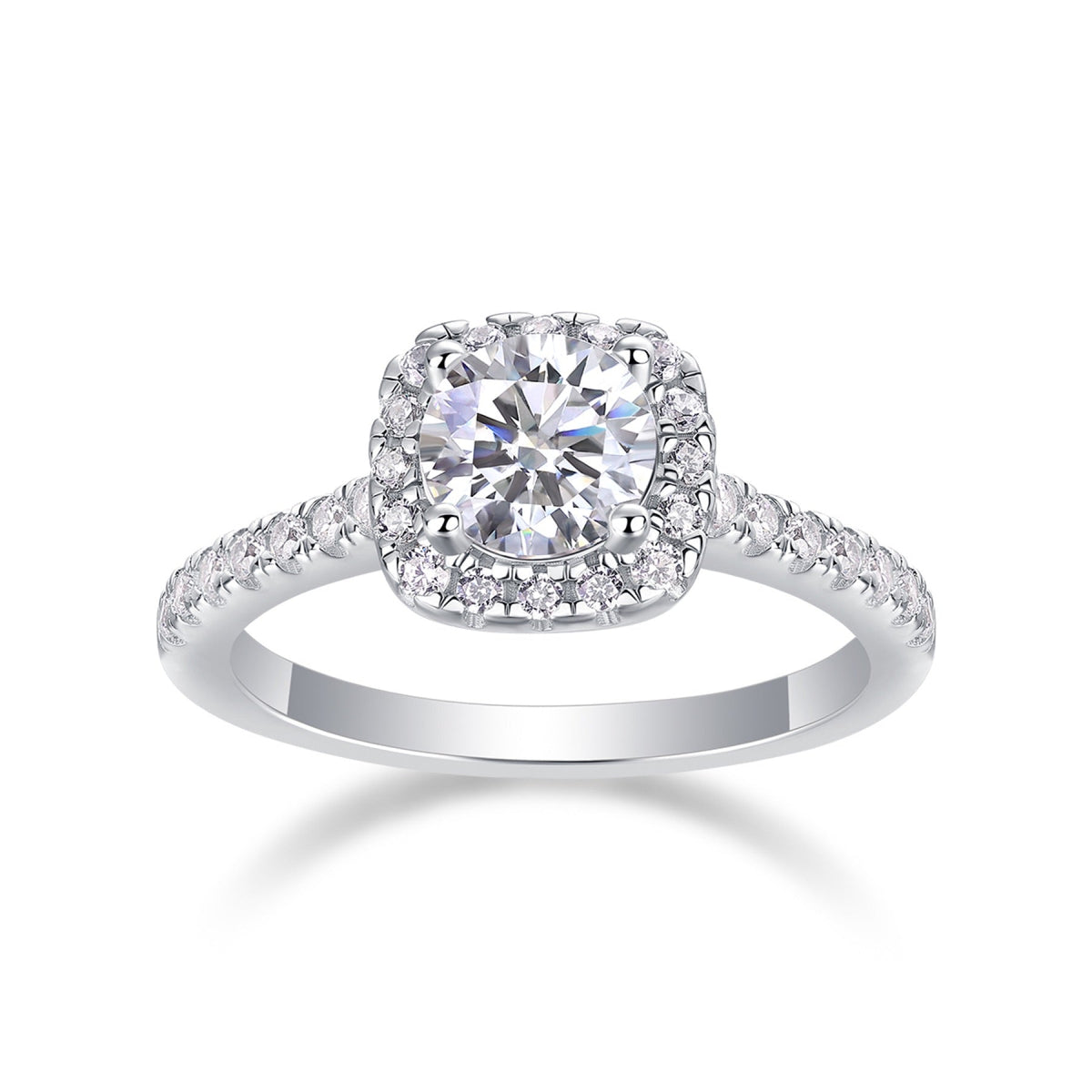 Vicino Moissanite Halo Ring in Sterling Silver
