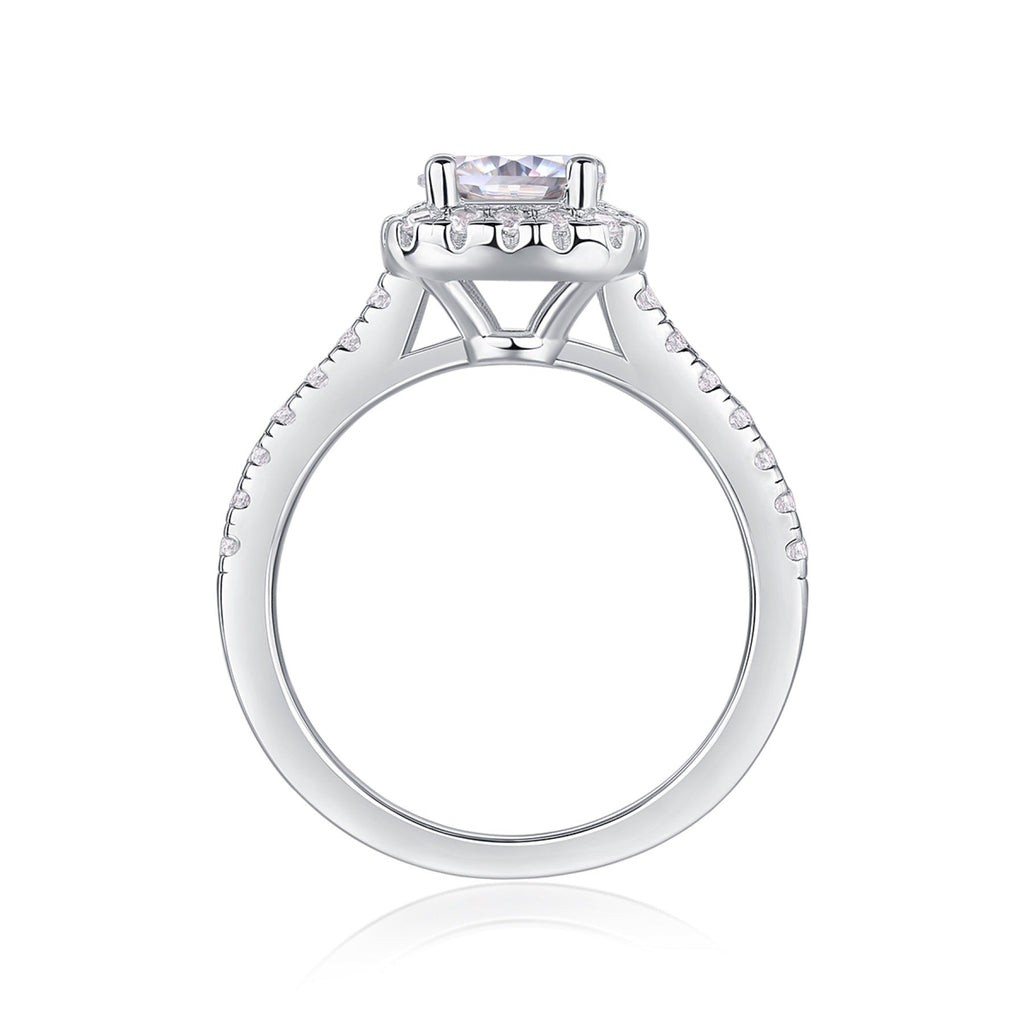 Vicino Moissanite Halo Ring in Sterling Silver