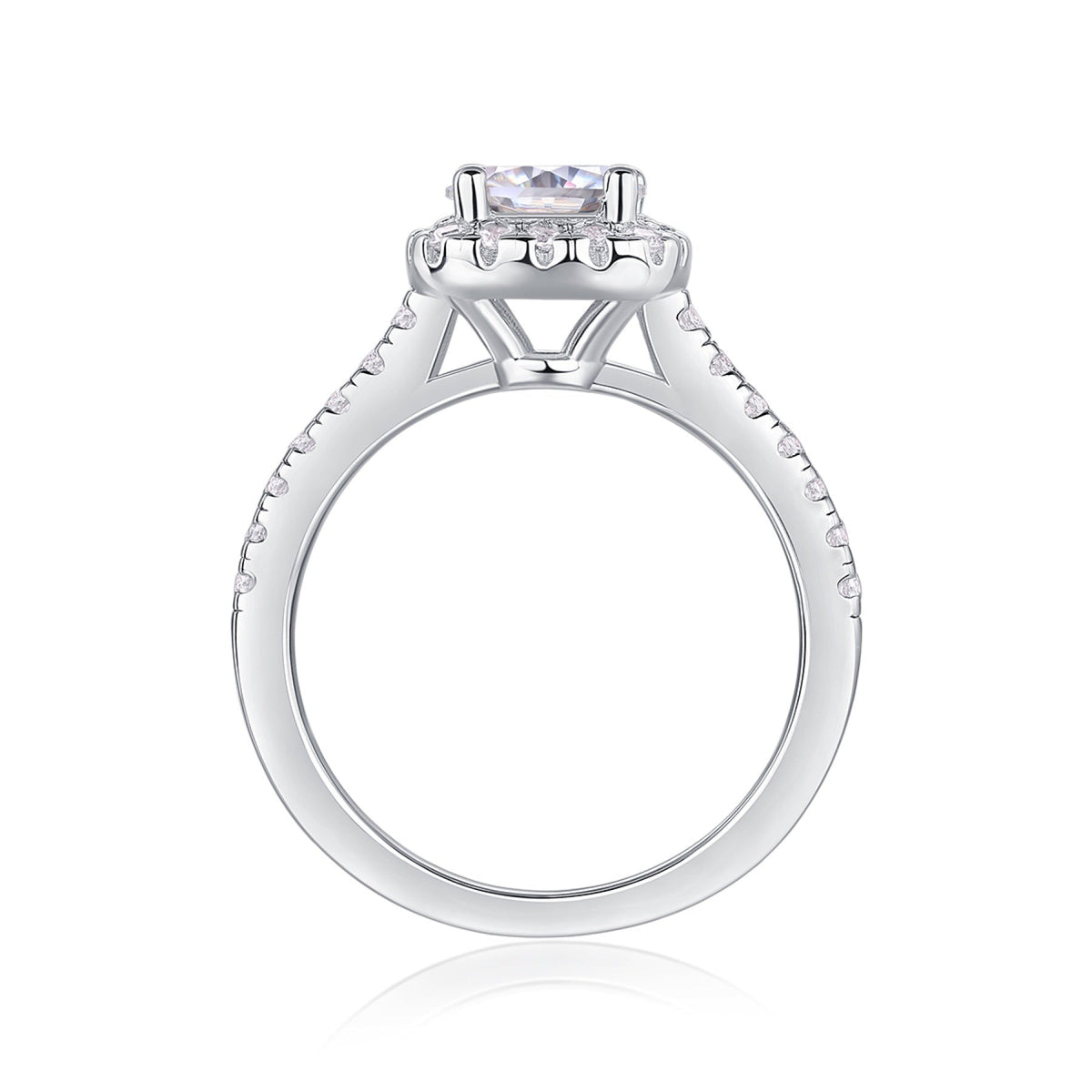 Vicino Moissanite Halo Ring in Sterling Silver