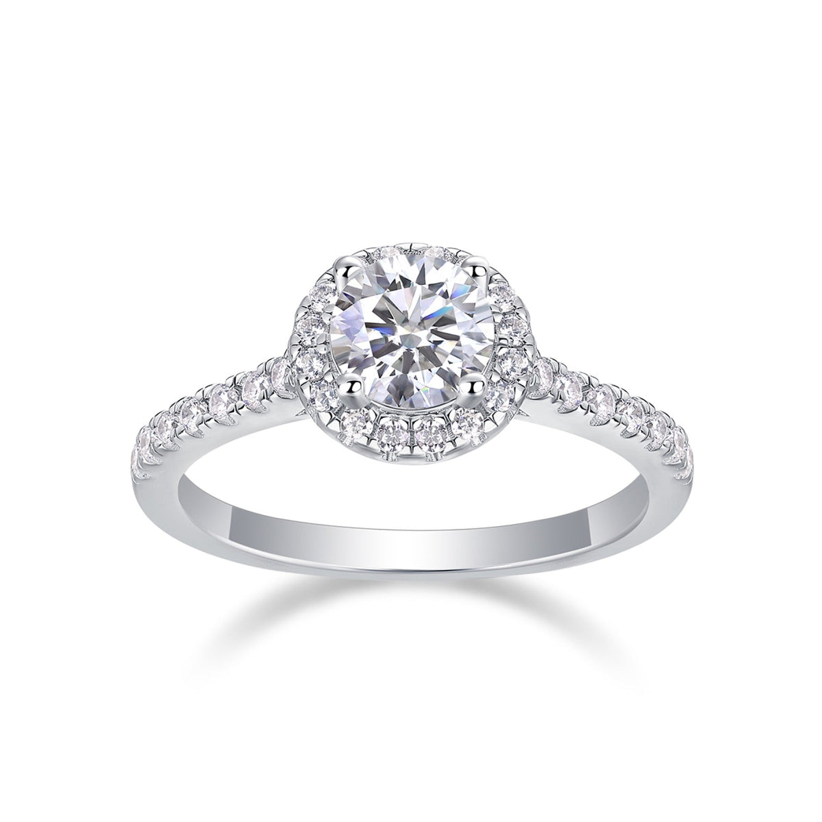 Embrace Moissanite Halo Ring in Sterling Silver