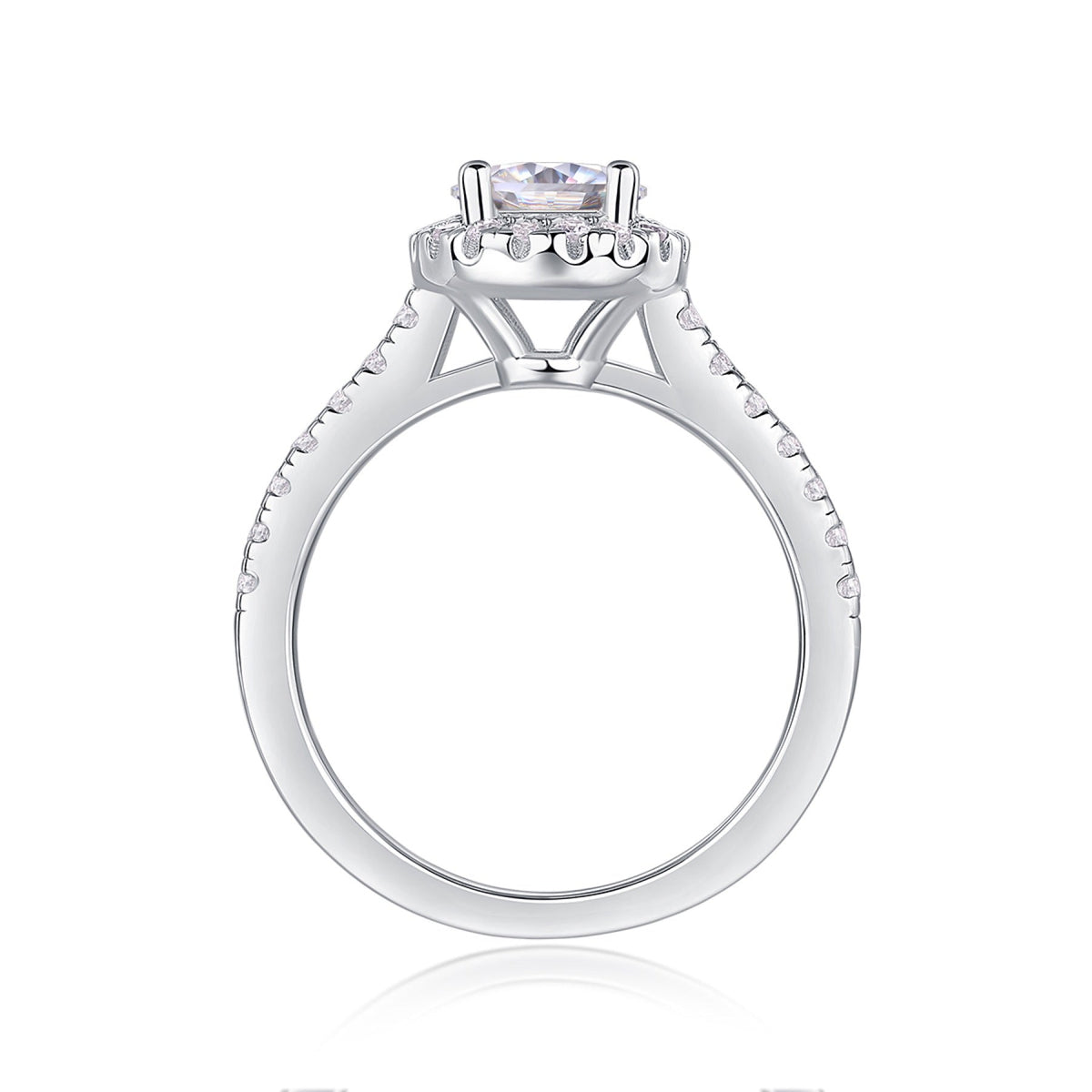 Embrace Moissanite Halo Ring in Sterling Silver