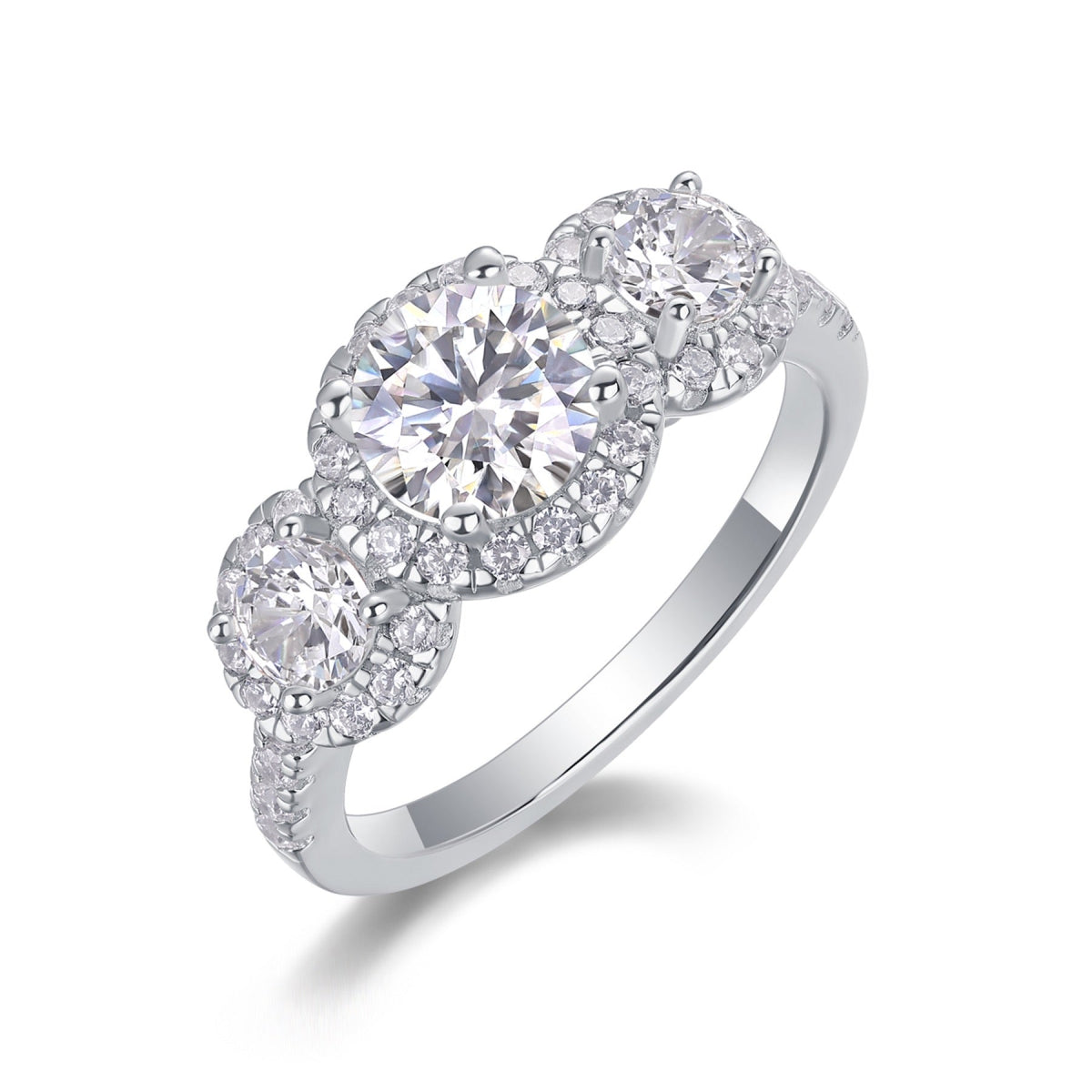 Everyday Moissanite Three-Stone Ring in Sterling Silver