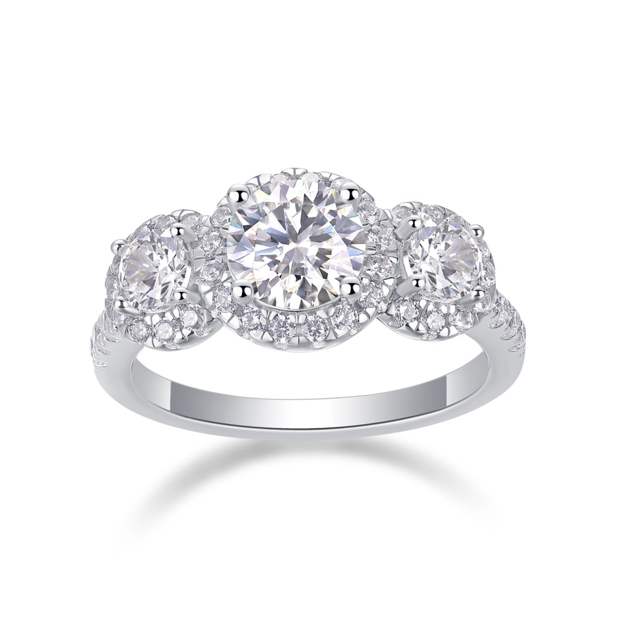 Everyday Moissanite Three-Stone Ring in Sterling Silver