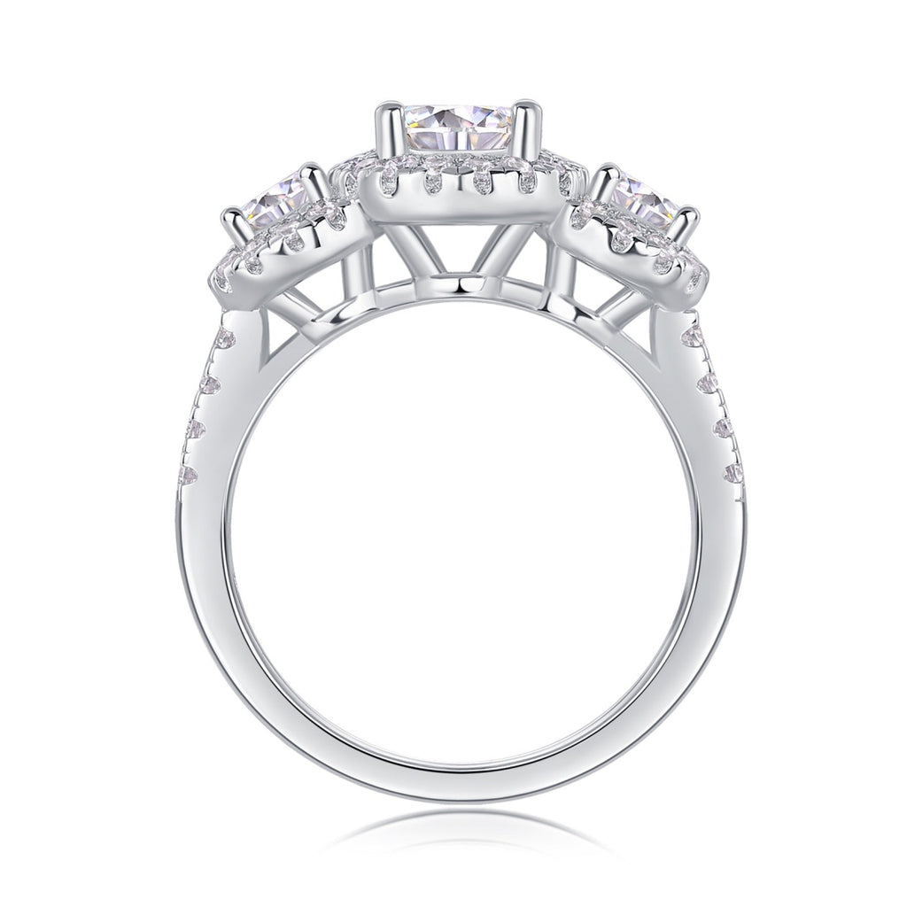 Everyday Moissanite Three-Stone Ring in Sterling Silver