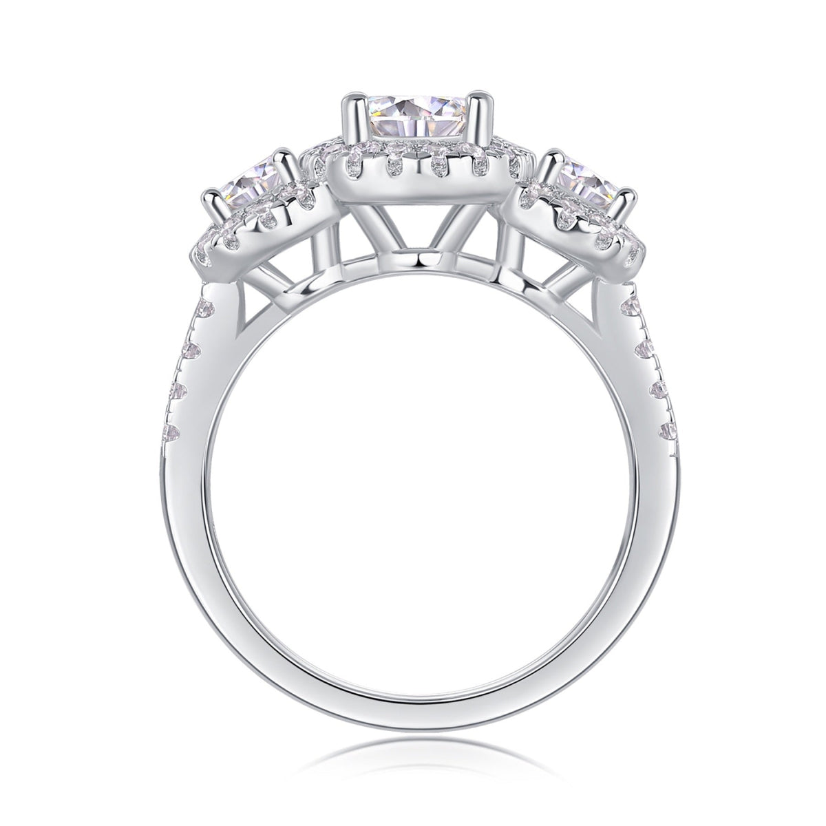Everyday Moissanite Three-Stone Ring in Sterling Silver