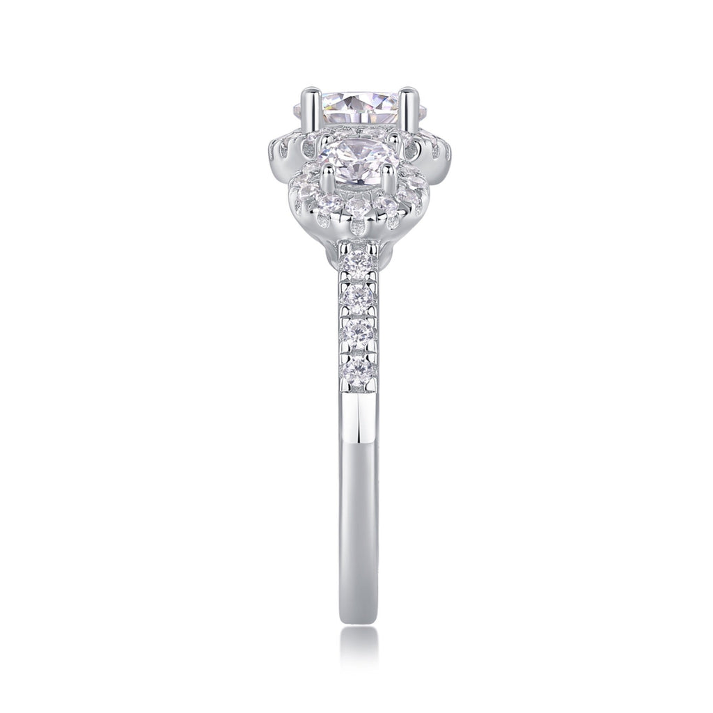 Everyday Moissanite Three-Stone Ring in Sterling Silver