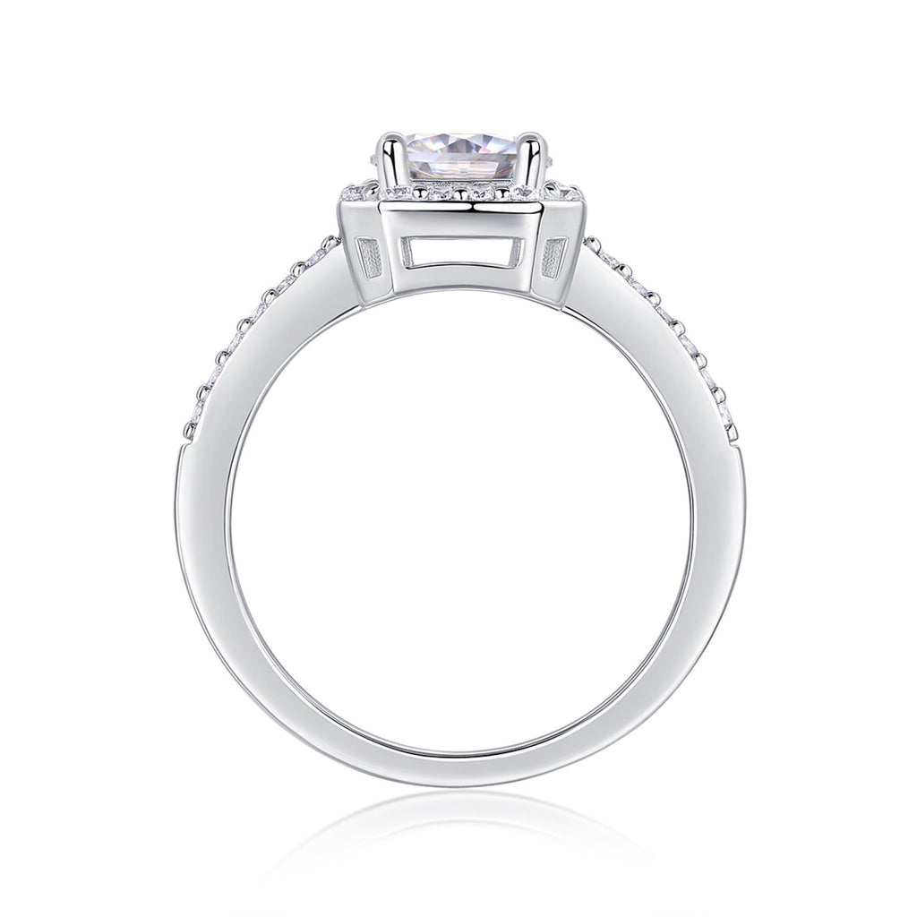Wondrous Moissanite Halo Ring in Sterling Silver