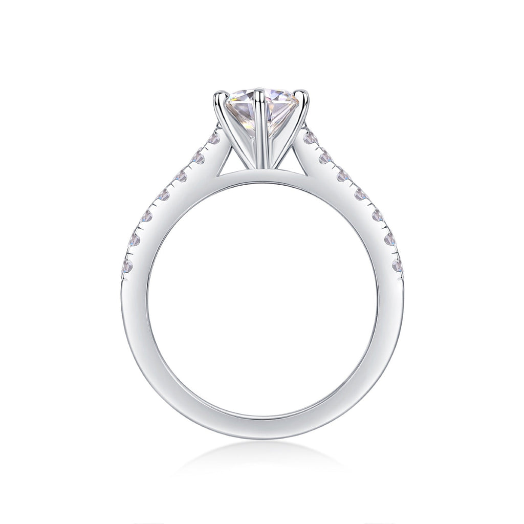 Moonlit Moissanite Solitaire Ring in Sterling Silver