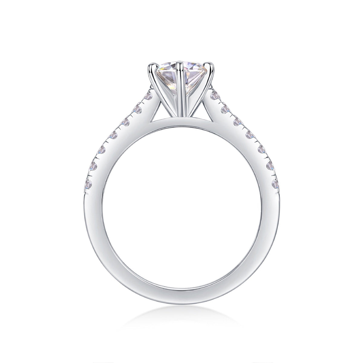 Moonlit Moissanite Solitaire Ring in Sterling Silver